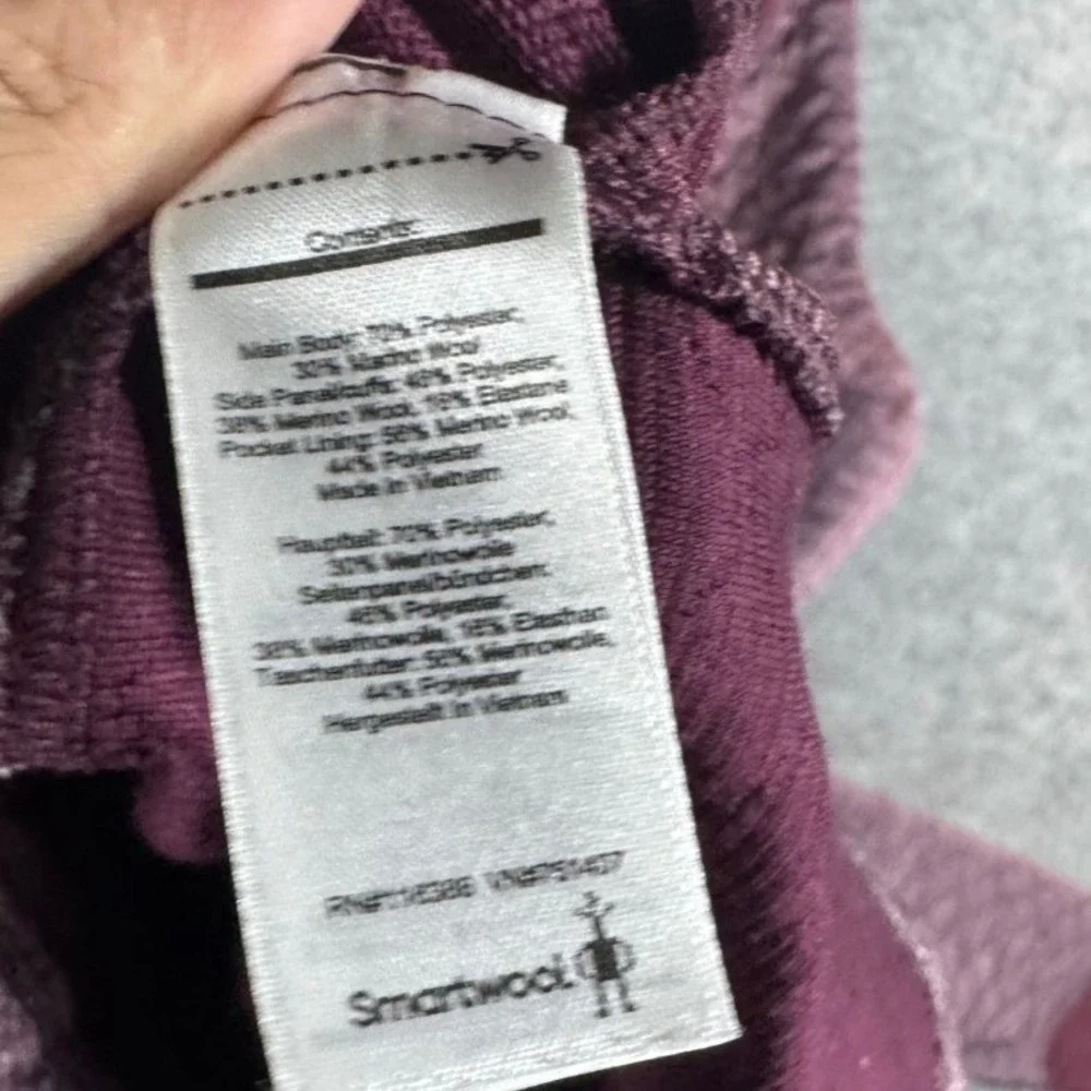 Smartwool Womens Merino Wool Quilted Half Zip Hoodie Burgundy Small - Picture 6 of 10